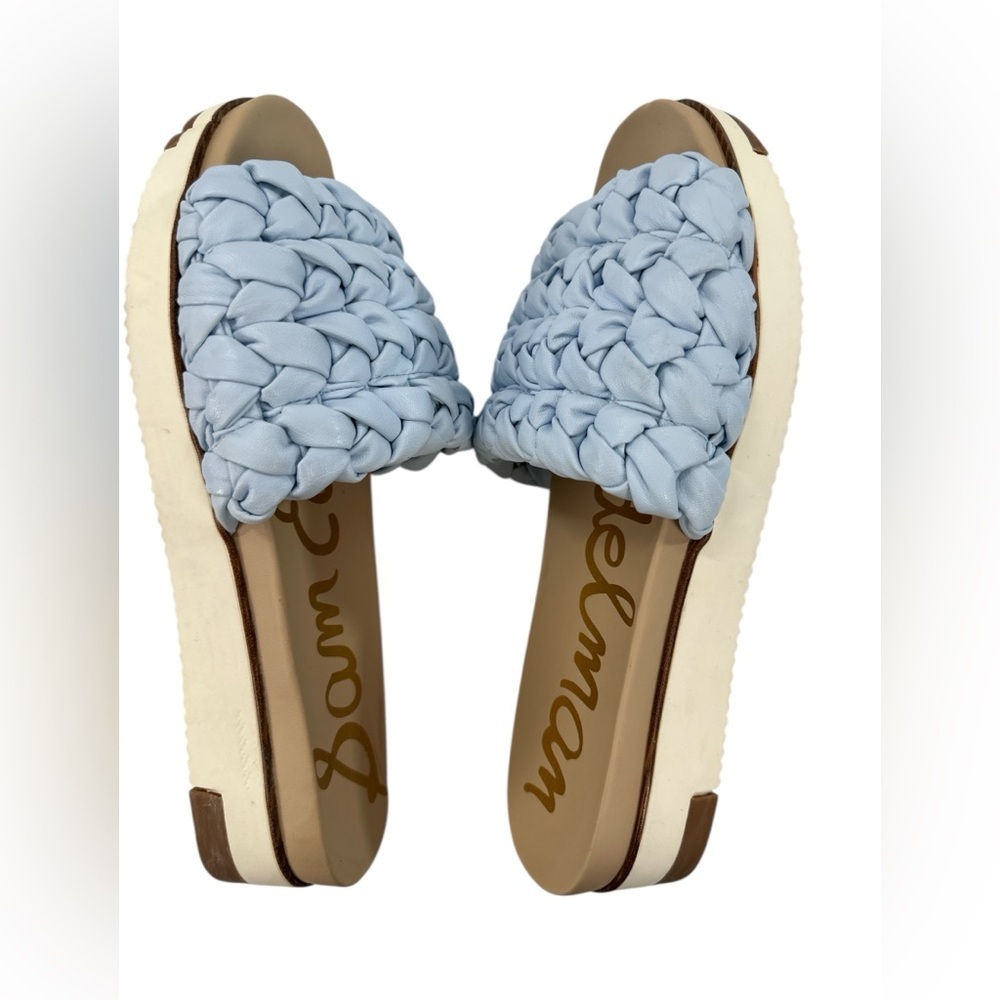 Sam Edelman Ainslie Braided Slide Sandals Sky Blue Platform Woven Slip On - Picture 4 of 13